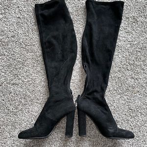 Steve Madden high black suede boots.